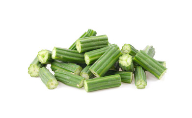 moringa pods on white background