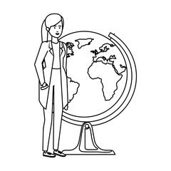 professional female doctor with world planet