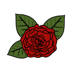 rose with leafs icon