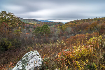 Graveyard fields overlook in the smoky mountains in north carolina