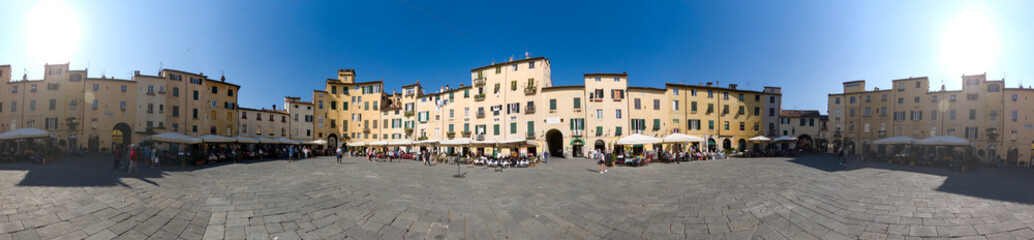 Fototapeta na wymiar Panoramic view of Antique rome amphitheater in lucca italy