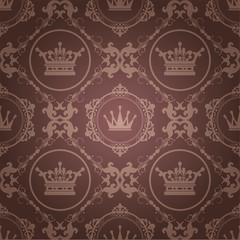 Brown wallpaper in old-fashioned style 