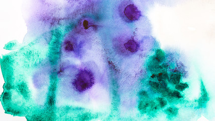 Fototapeta na wymiar Abstract watercolor hand painting background. Gradient color transitions. Violet, blue and green colors.