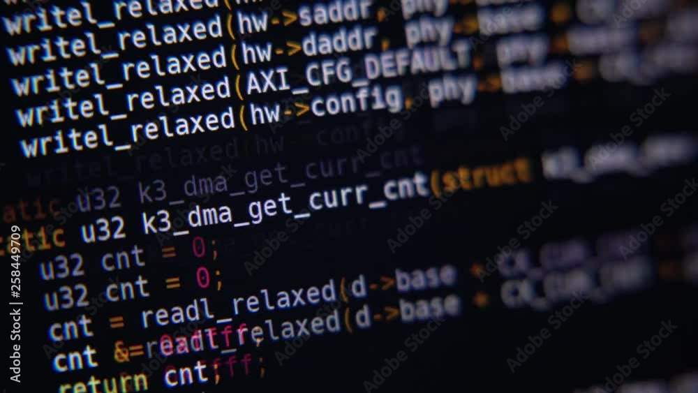 Wall mural the program code scrolls on the computer screen
