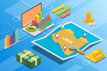 libya isometric financial economy condition concept for describe country growth expand - vector