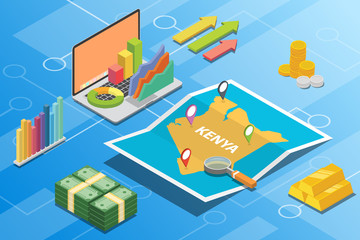 kenya isometric financial economy condition concept for describe country growth expand - vector