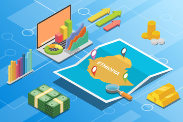 ethiopia isometric financial economy condition concept for describe country growth expand - vector