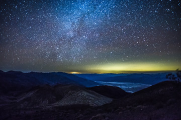 Night time and dark sky over death valley national park