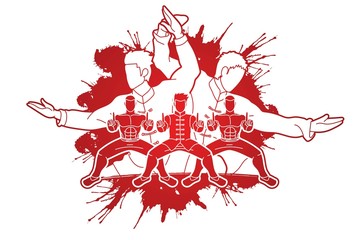 Kung Fu fighter, Martial arts action pose cartoon graphic vector.