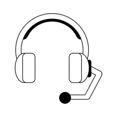 Call center headset symbol black and white