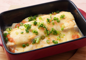　豆腐の明太子チーズ焼き