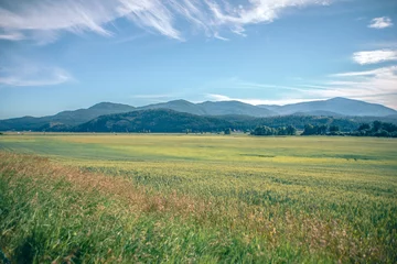 Fotobehang Blauwe hemel wijd open uitgestrekt Montana-landschap in de zomer  © digidreamgrafix
