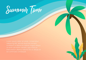 Summer time, banner landing page designs. with flat women and beach design