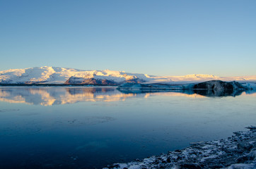 jokulsarlon glacier lagoon in the morning 