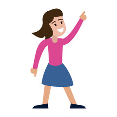 Woman dancing and smiling cartoon