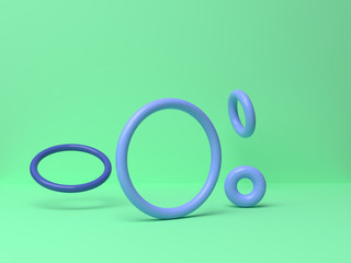 blue/purple geometric shape falling/levitation abstract minimal green scene 3d rendering