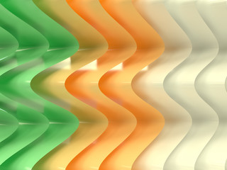 yellow green white curve wave abstract shape levitation 3d rendering background
