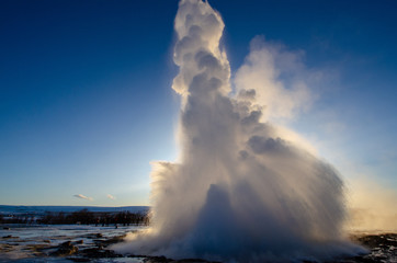 Eruption of Geyser in Iceland's golden circle 