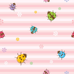  ladybugs seamless pattern pink