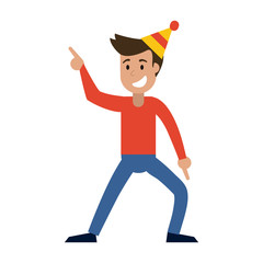 man with birthday hat cartoon