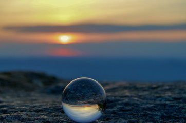 Shenandoah National Park Sunset reflected in crystal ball