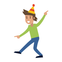 man with birthday hat cartoon