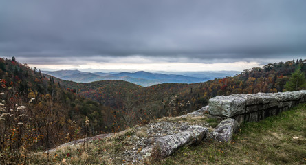 Graveyard fields overlook in the smoky mountains in north carolina