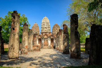 Wat Si Sawai (Sri Savaya) in Sukhothai Historical Park In Thailand., Tourism, World Heritage Site,...
