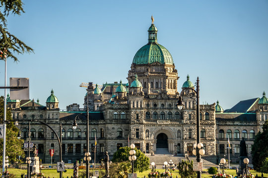 Parliament and city park. Vicotoria is a famous tourist destination in Vancouver Island.