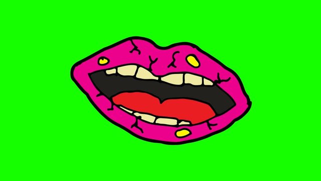 kids drawing green screen with theme of mouth ulcer
