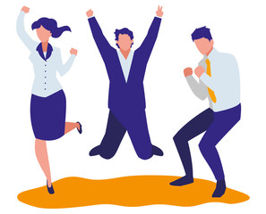 elegant business people celebrating characters