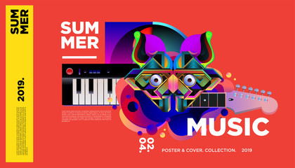 Summer Colorful Art and Music Festival Banner and Cover Template for Event, Magazine, and Web Banner.