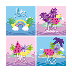 Set of hello summer cards