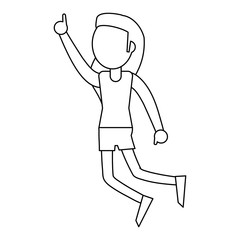 Woman dancing and smiling cartoon black and white