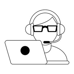 Call center customer service black and white