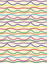 Colorful seamless organic stripes pattern tile with hand drawn irregular stripes for creative textile and surface design templates, fabric, background, wallpaper, backdrop and covers. tile is seamless