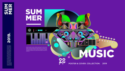 Summer Colorful Art and Music Festival Banner and Cover Template for Event, Magazine, and Web Banner.