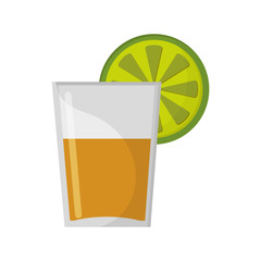 Tequila shot with lemon cartoon