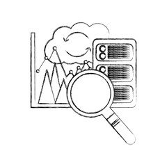 cloud computing with server and set icons