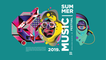 Summer Colorful Art and Music Festival Banner and Cover Template for Event, Magazine, and Web Banner.