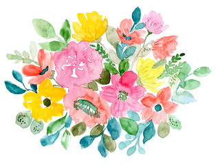 sweet floral arrangement watercolor background