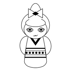 Cute japanese girl with kimono black and white