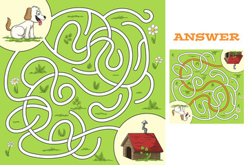 Funny cartoon game for kids. With solution. Vector illustration with separate layers.