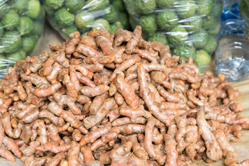 pile of ginger roots in the market
