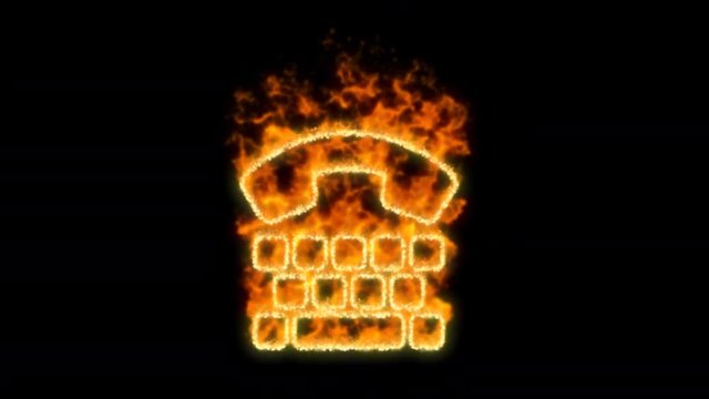 tty symbol inflames. Then disappears. In - Out loop. Alpha channel Premultiplied - Matted with color black