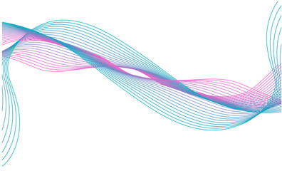 Abstract blue red wave shapes on white background