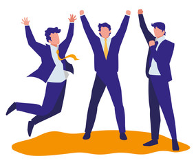 elegant businessmen celebrating characters