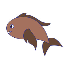 Fish seafood cartoon symbol blue lines
