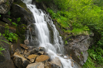 Fototapeta na wymiar Spring rill flow in mountain.