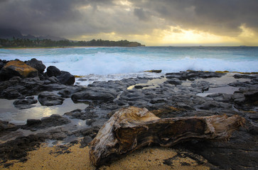 Sunset on coast of sea, Hawaii
